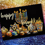 Pastel Drawing Menorah Hanukkah Candles Foil Holiday Card<br><div class="desc">Pastel Drawing Menorah Hanukkah Candles Holiday themed items designed by Umua. Printed and shipped by Zazzle or their affiliates.</div>