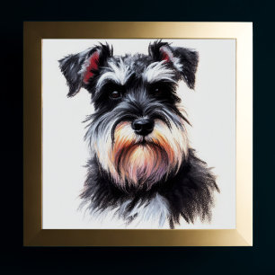 Pastel Drawing of a Schnauzer Dog Poster