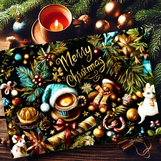 Pastel Drawing of Christmas Whimsical Card (Creator Uploaded)