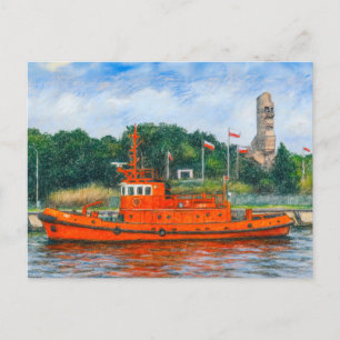 Pastel drawing of Danzig’s Westerplatte war memori Holiday Postcard