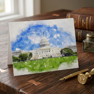 Pastel Drawing of the United States Capitol Thank You Card