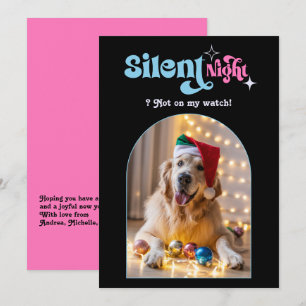 Pastel Dream Funny Retro Pet Dog Christmas Photo Holiday Card