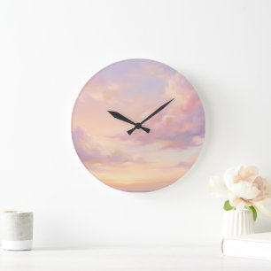 Pastel Dream: Renaissance-Style Modern Sky Study Large Clock