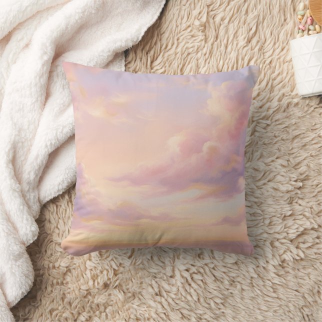 Pastel Dream: Renaissance-Style Modern Sky Study Throw Pillow (Blanket)