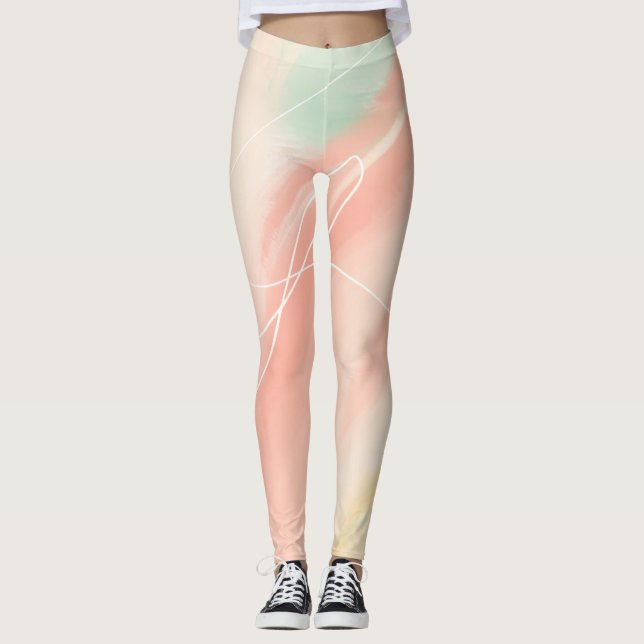 Pastel Dreams Abstract Art Leggings (Front)