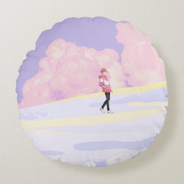 Pastel Dreamscape Walker Round Pillow (Front)