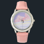 Pastel Dreamscape Walker Watch<br><div class="desc">A lone figure traverses a lavender horizon under pink clouds and a crescent moon. Soft pastel palette,  dreamy anime vibes,  ideal for whimsical apparel and nostalgic,  tranquil looks.</div>