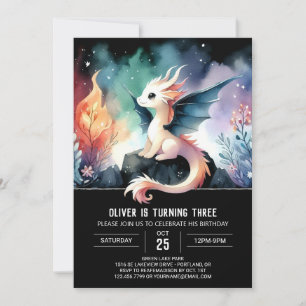 Pastel Dreamy Dragon Birthday Invitation