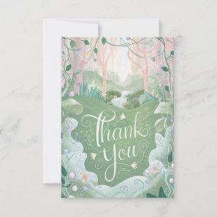 Pastel Dreamy Greenery Woodland Thank You Card
