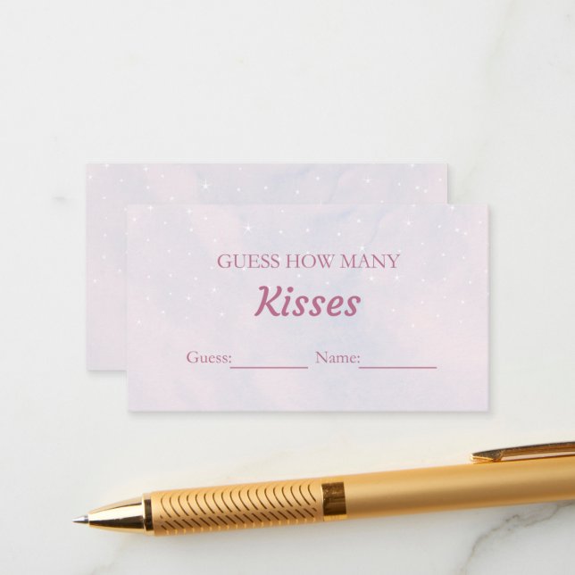 Pastel Dreamy Guess How Many Kisses Bridal Game  Enclosure Card (Front/Back In Situ)
