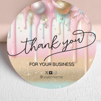 Pastel drip Business Branding Thank you Classic Round Sticker