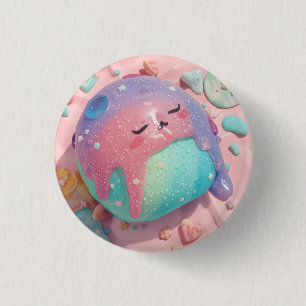 Pastel Drip Kawaii Candy Character Art 1 Inch Round Button
