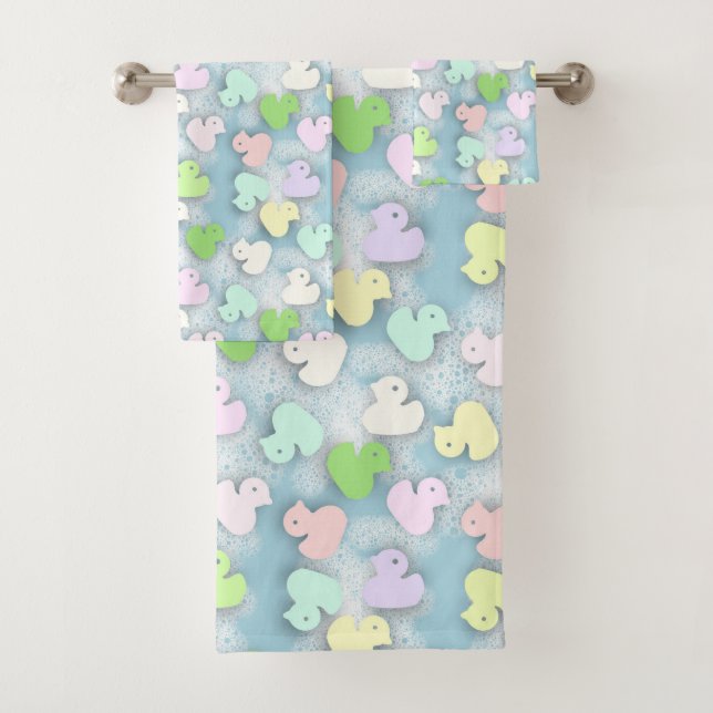 Pastel Ducks- Milky Bath  Bath Towel Set (Insitu)