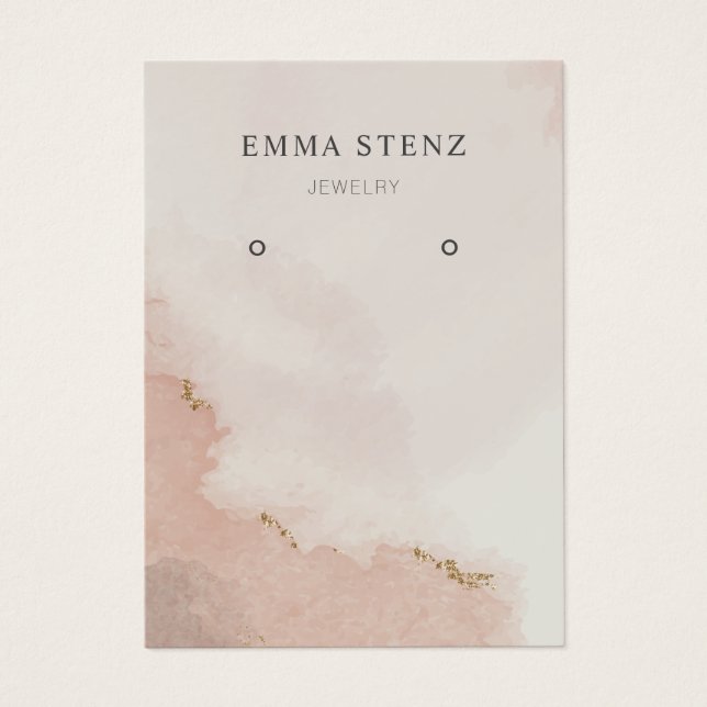 Pastel Dusty Pink & Gold Earring Display Card (Front)