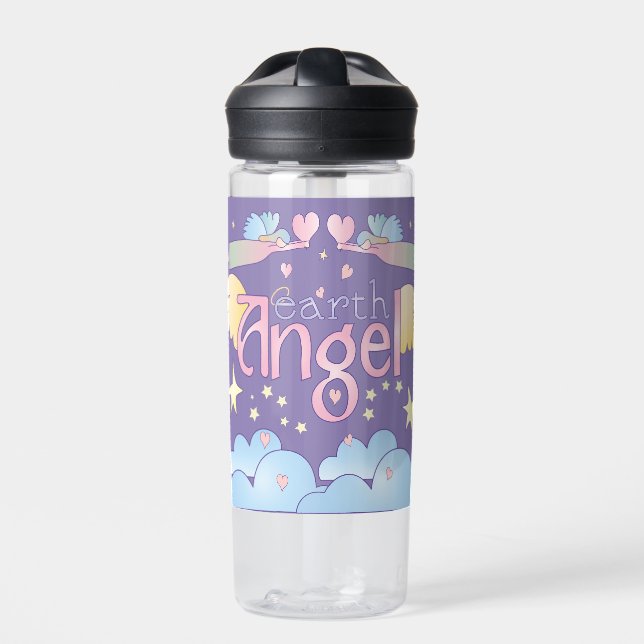 Pastel Earth Angel Water Bottle – Stars & Wings (Front)