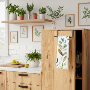 Pastel earth tone leaves kitchen towel