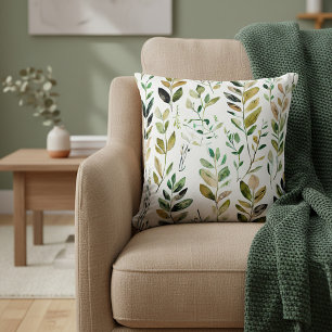 Pastel earth tone leaves outdoor pillow