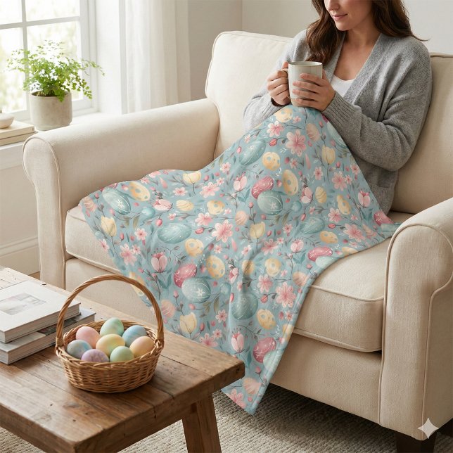 Pastel Easter Blooms Decorative Fleece Blanket (Creator Uploaded)