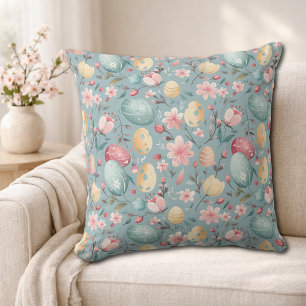 Pastel Easter Blooms Decorative Throw Pillow