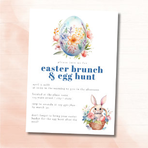 Pastel Easter Brunch and Egg Hunt Floral Egg Invitation