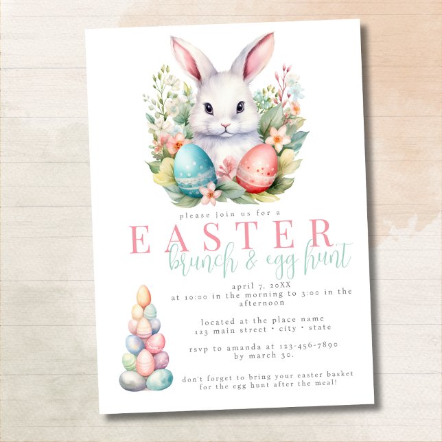 Pastel Easter Brunch and Egg Hunt Invitation (Creator Uploaded)