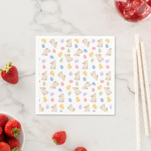 Pastel Easter Bunnies, Egg, and Chiks Napkin