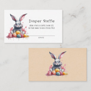 Pastel Easter Bunny and Eggs Diaper Raffle Business Card