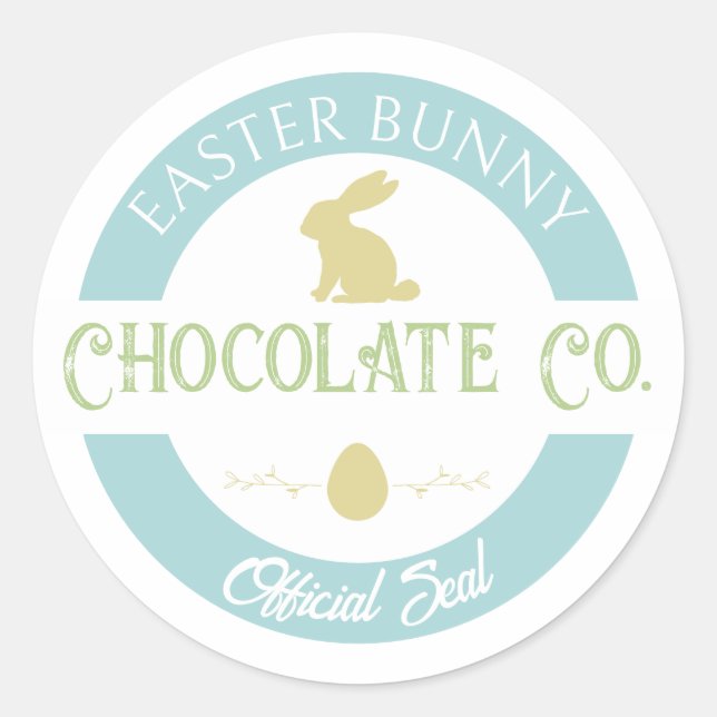 Pastel Easter Bunny Chocolate Company Classic Round Sticker (Front)