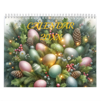 Pastel Easter Bunny Floral  All Year Watercolor  Calendar