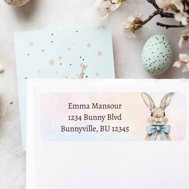 Pastel Easter Bunny Return Address (Creator Uploaded)