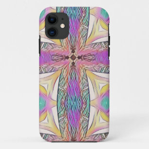Pastel Easter Cross Artistic Stained Glass Pattern iPhone 11 Case