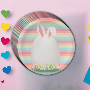 Pastel Easter Egg Bunny Baby Shower Paper Plate