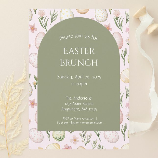 Pastel Easter Egg Motif Easter Brunch Invitation (Créateur téléchargé)