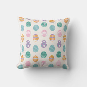 Pastel Easter Egg Pattern Throw Pillow