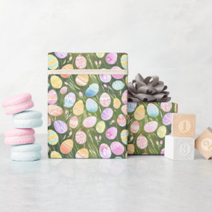 Pastel Easter Eggs   Beautiful Spring Watercolor Wrapping Paper