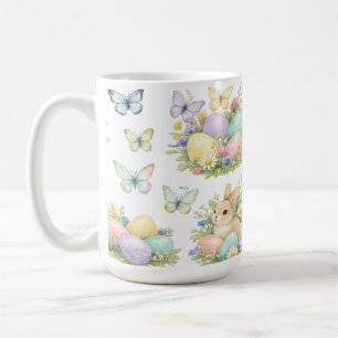 Pastel Easter Eggs & Bunnies Flowers & Butterflies Coffee Mug