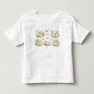 Pastel Easter Eggs & Bunnies Flowers & Butterflies Toddler T-shirt