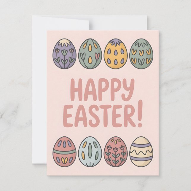 Pastel Easter Eggs Cute Spring Holiday Card (Front)