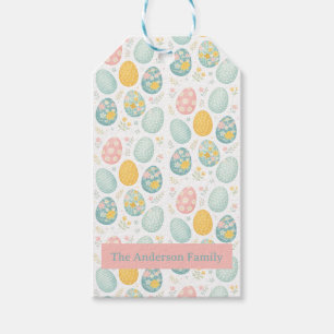 Pastel Easter Eggs Floral Pattern - Cute Spring  Gift Tags