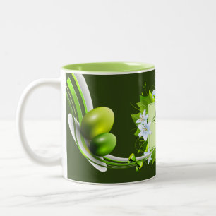 Pastel Easter Eggs - Green Two-Tone Coffee Mug