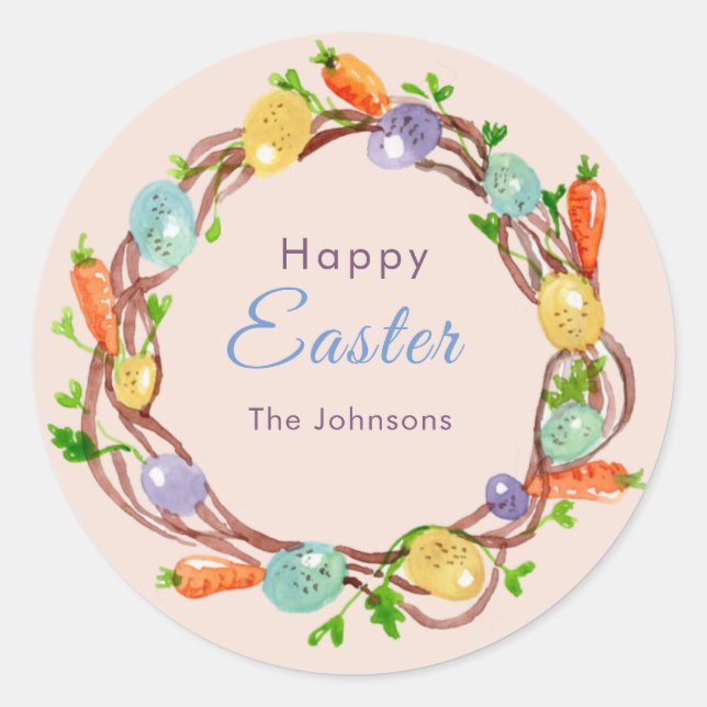 Pastel Easter eggs pink  Classic Round Sticker (Front)