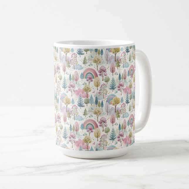 Pastel Easter Forest Pattern  Coffee Mug (Front Right)