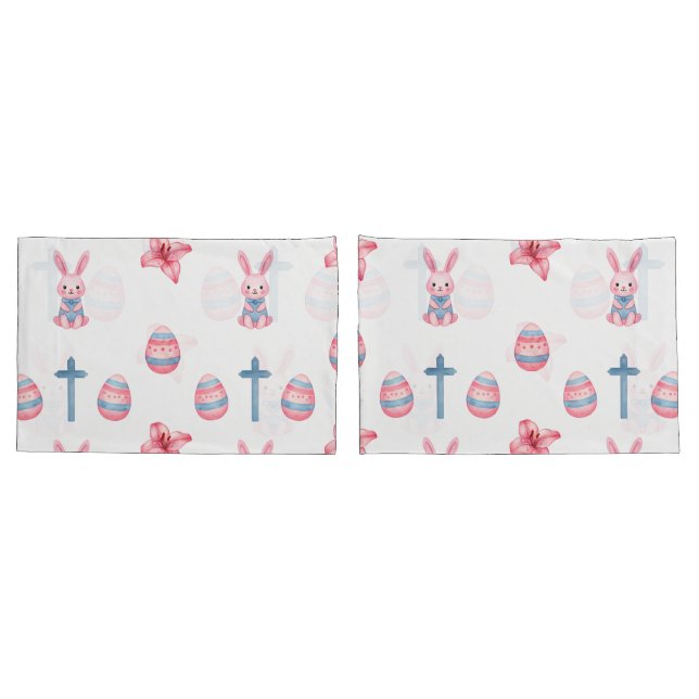 Pastel Easter Parade – Seamless Bunny Pillowcase (Back-Set)