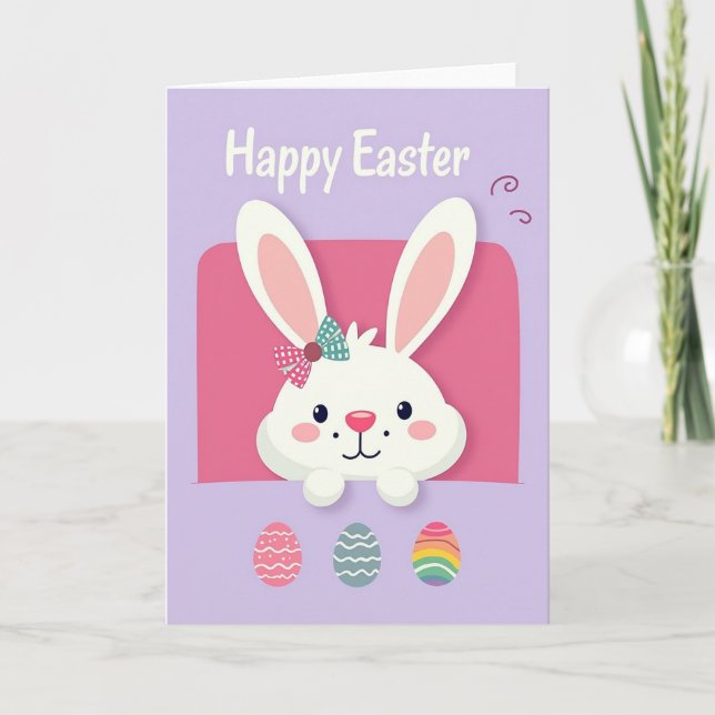 Pastel Easter Rabbit Card (Front)