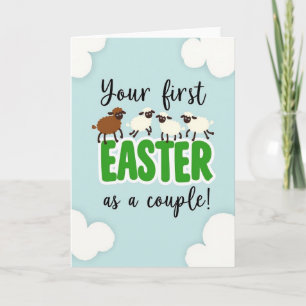 Pastel Easter Sheep Couple Card