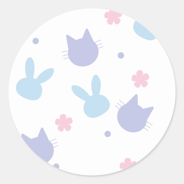 Pastel Easter Spring Pattern Classic Round Sticker (Front)