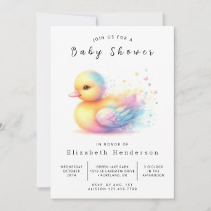 Pastel Editable Duck Baby Shower  Invitation