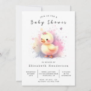 Pastel Editable Duck Baby Shower Invitation