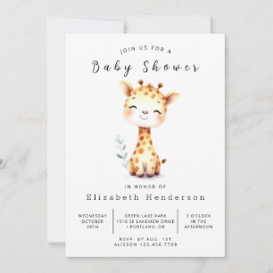 Pastel Editable Giraffe Baby Shower Invitation