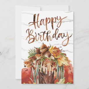 Pastel Editable Season Autumn Fall Happy Birthday Card